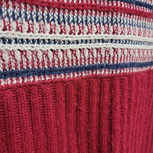 Style & Co Turtleneck Sweater Textured Red Fair Isle XL Pullover Jumper 549 - Picture 4 of 11